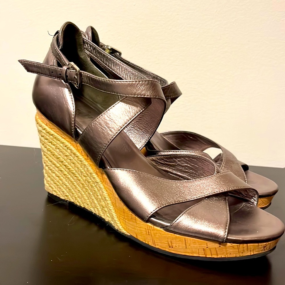 Pewter Cole Haan Nike Air espridal cork wedge sandals 8